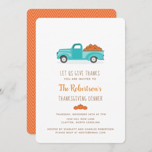 Herfst Harvest  Blue Truck Kaart (Voorkant / Achterkant)