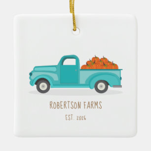 Herfst Harvest Blue Truck Keramisch Ornament
