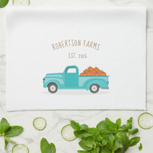Herfst Harvest Blue Truck Personalized Theedoek