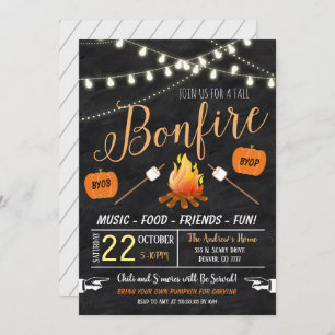 Herfst Harvest Bonfire Invitation Kaart