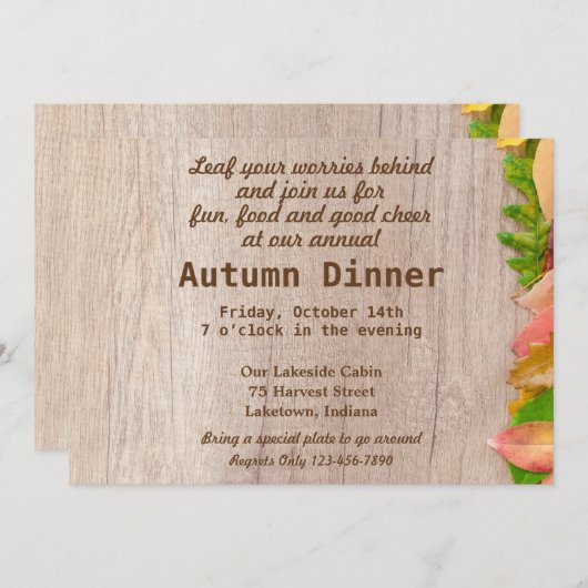 Herfst Harvest Dinner Kaart (Voorkant / Achterkant)