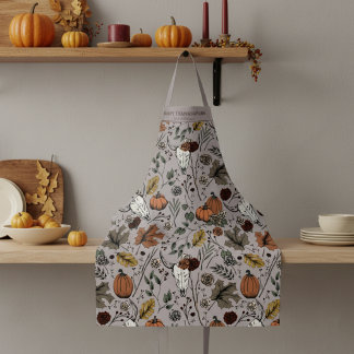 Herfst Harvest en Horns Thanksgiving Taupe Schort