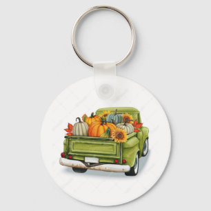 Herfst Harvest in een Green Truck Sleutelhanger