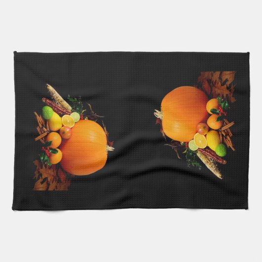 Herfst Harvest Pumpkins and Gourds Kitchen Towel Theedoek (Horizontaal)