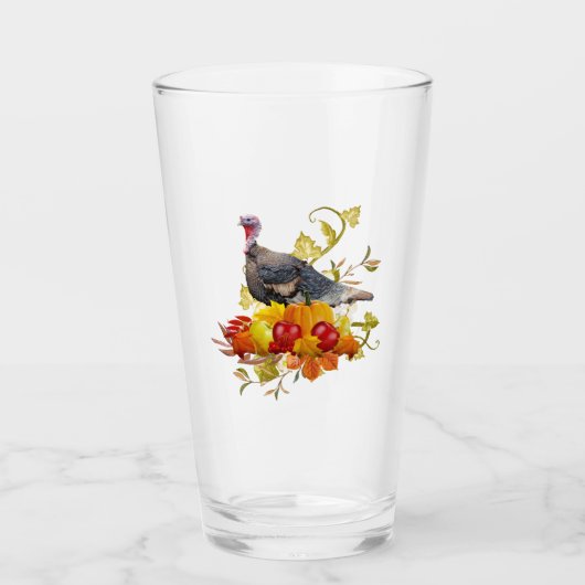 Herfst Harvest / Thanksgiving Turkey Pint Glas (Voorkant)