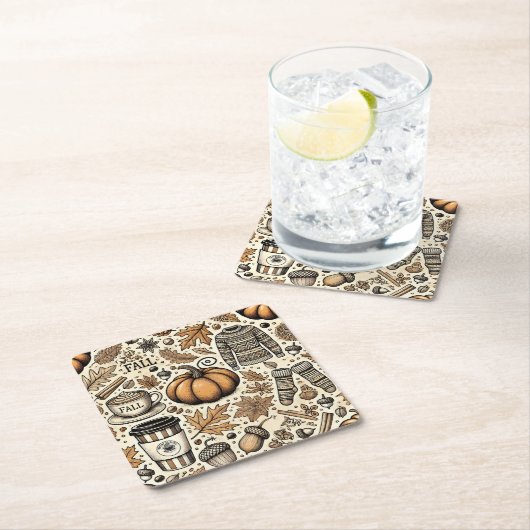 Herfst Harvest Vierkante Kartonnen Onderzetter (Insitu)