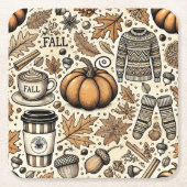 Herfst Harvest Vierkante Kartonnen Onderzetter (Voorkant)