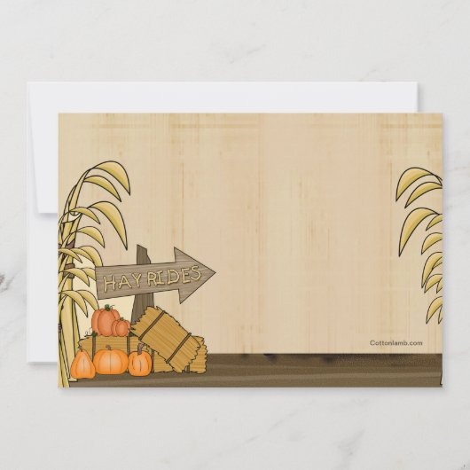 Herfst Hayride Party Invitation Kaart (Achterkant)