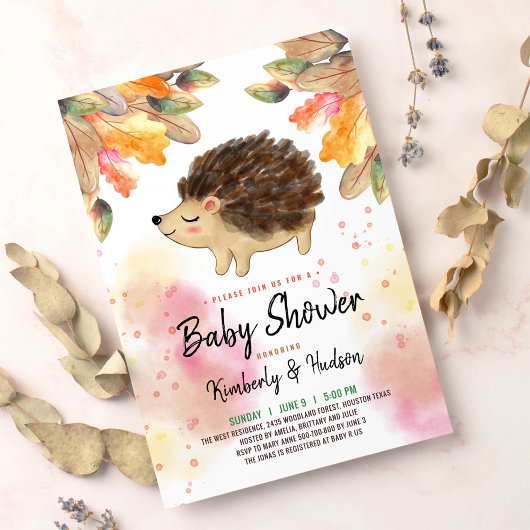 Herfst Hedgel baby shower Kaart