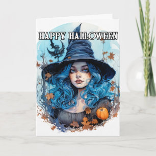Herfst Heks   Gelukkig Halloween Kaart