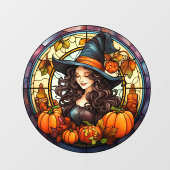  herfst heks Glas in lood Raamsticker (Vel)
