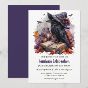 Herfst Heks Raven Samhain Griezelfeest Halloween F Kaart