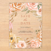 Herfst Herfst Aardse Bloemenbruiloft Save the Date Acryl Uitnodigingen (Voorkant)