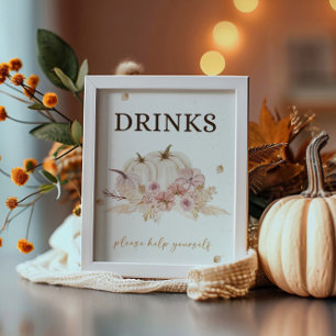 Herfst Herfst Baby shower Drinken Teken Poster