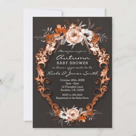 Herfst Herfst Baby shower Oranje Bloemen Kaart (Voorkant)