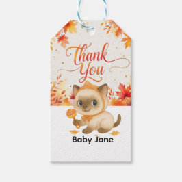 Herfst Herfst Baby shower voor kattenliefhebbers Cadeaulabel