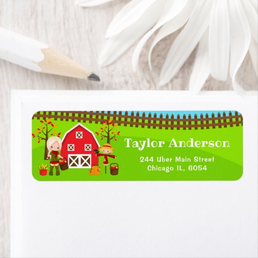 Herfst herfst Barnyard Verjaardag Blond Haar Meisj Etiket (Insitu)