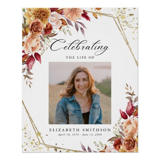 Herfst Herfst Begrafenisprogramma Foto Order of Se Perfect Poster (Voorkant)