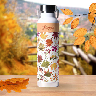 Herfst Herfst Bladeren Dankzeggende Oogstpatroon Waterfles