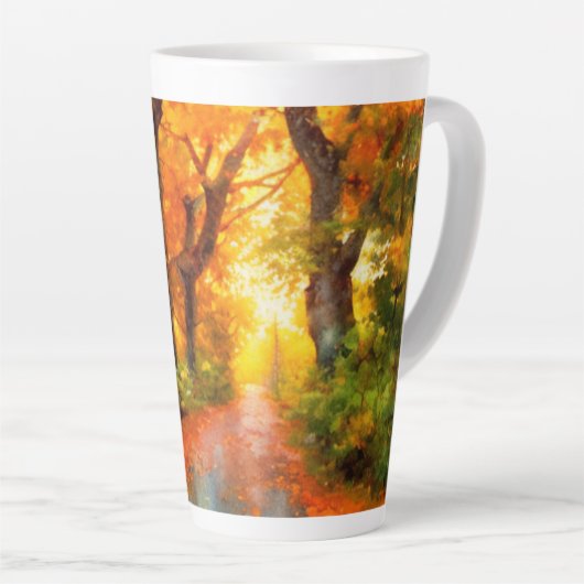 Herfst/Herfst/Bladeren/natuur Latte Mok (Rechterhoek)