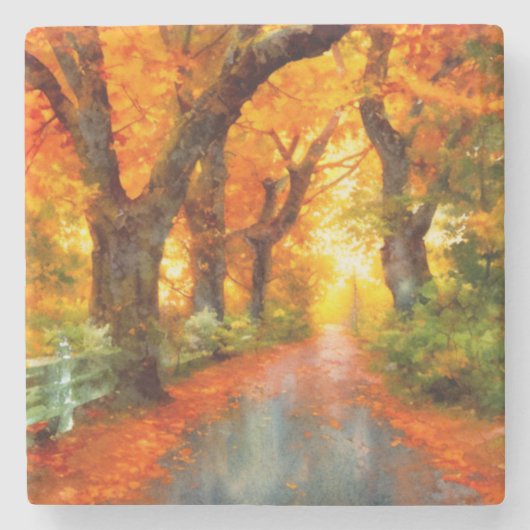 Herfst/Herfst/Bladeren/natuur Stenen Onderzetter (Voorkant)