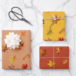 Herfst Herfst bladeren Patroon met 3 kleuren achte Inpakpapier Vel