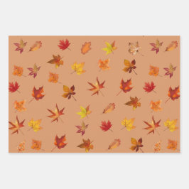 Herfst Herfst bladeren Patroon met 3 kleuren achte Inpakpapier Vel
