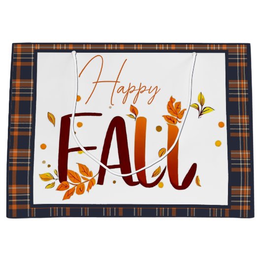 Herfst/herfst/bladeren/plaid Groot Cadeauzakje (Voorkant)