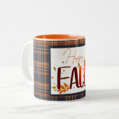Herfst/herfst/bladeren/plaid Tweekleurige Koffiemok (Voorkant links)