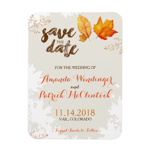 Herfst Herfst bladeren Save the Date Magnet Magneet (Verticaal)