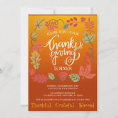 Herfst herfst bladeren typografie Thanksgiving din Kaart (Voorkant)