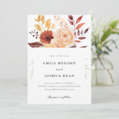 Herfst Herfst Bloemen Boho Bruiloft Kaart (Staand voorkant)