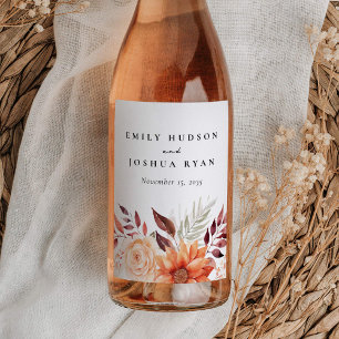 Herfst Herfst Bloemen Boho Bruiloft Wijn Etiket