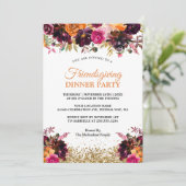 Herfst Herfst Bloemen Goud Glitter Friendsgiving Kaart (Staand voorkant)
