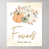 Herfst Herfst Bloemen Pompoen Baby shower Favors Poster (Voorkant)