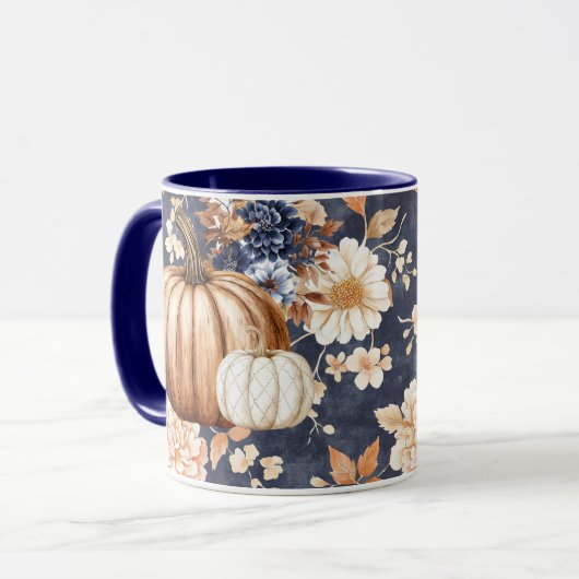 Herfst Herfst Bloemen Pompoen Mok (Voorkant links)