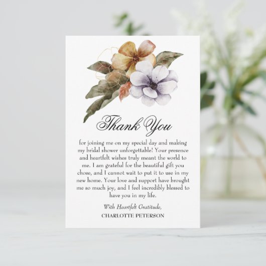 Herfst Herfst Bloemen Vrijgezellenfeest Bedankkaart (Staand voorkant)