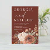 Herfst herfst bloemenmoderne bruiloft kaart (Staand voorkant)