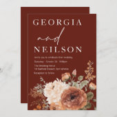 Herfst herfst bloemenmoderne bruiloft kaart (Voorkant / Achterkant)