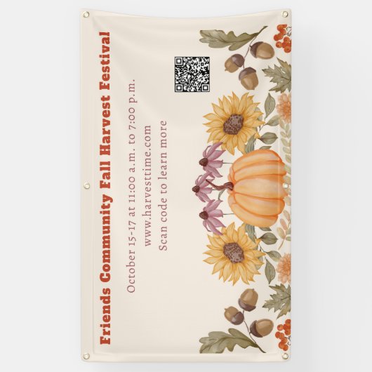 Herfst Herfst Bloemenoogst QR Code Festival Spandoek (Verticaal)