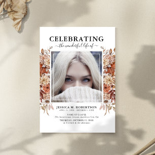 Herfst Herfst Bloom Funeral Memorial Programme Drieluik Uitnodiging