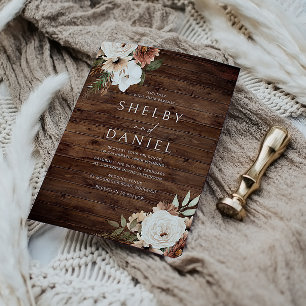 Herfst herfst Boheemse bloemen rustieke houten bru Kaart