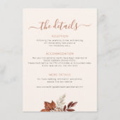 Herfst herfst boho verlaat trouwdetails ivoor informatiekaartje (Voorkant)