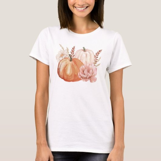 Herfst herfst Boho Waterverf pompoen T-shirt (Voorkant)