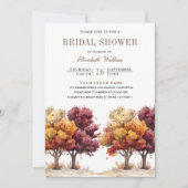 Herfst Herfst Bourgogne Bomen QR Code Vrijgezellen Kaart (Voorkant)