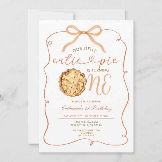 Herfst Herfst Cutie Pie Herfst Gingham 1e Verjaard Kaart (Voorkant)