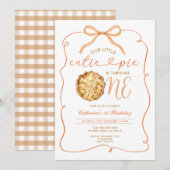 Herfst Herfst Cutie Pie Herfst Gingham 1e Verjaard Kaart (Voorkant / Achterkant)