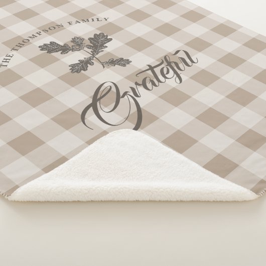 Herfst Herfst Dankbaarheid gebladerte Taupe Plaid Sherpa Deken (3/4)