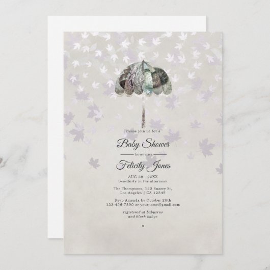  herfst - Herfst de Witte Uitnodiging van het Baby (Voorkant / Achterkant)