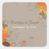 Herfst Herfst Deco Bloemen wervelingen Foliage bru Vierkante Sticker (Voorkant)